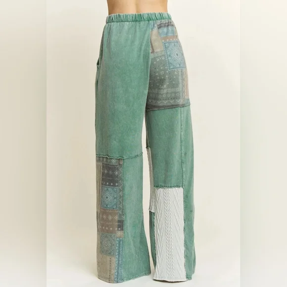 #1057 J Her Mineral Washed Bandana Patchwork + Sweater Pant SET - Picture 10 of 10